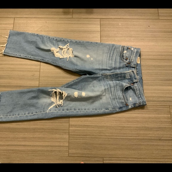 Levi’s 501 Original High Waist Ripped Crop Jeans - Picture 3 of 3